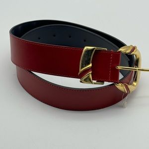 Guma Dora Red & Gold Leather Belt Made in Italy Size Medium